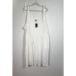 Torrid Mini Cotton Slub Dress Size 6X Tie Shoulder Cover Up Ivory Pockets New